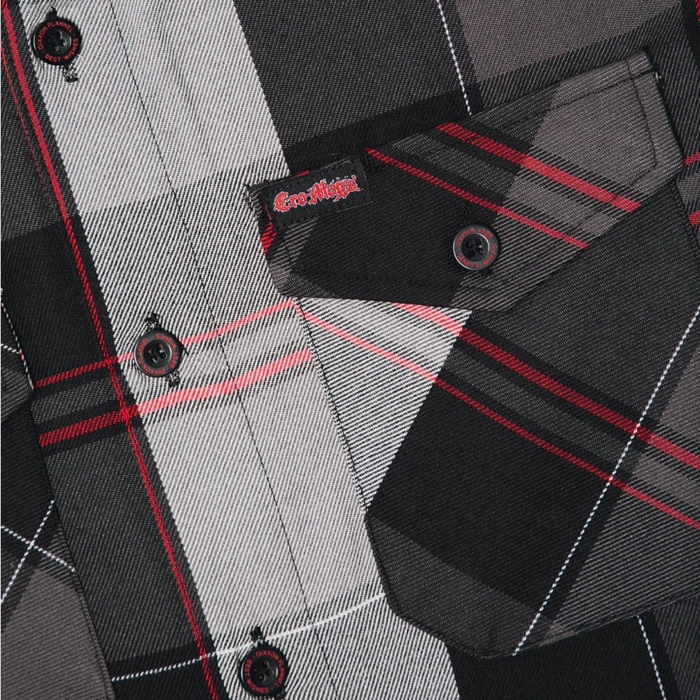 DIXXON Cro-Mags Mens Flannel Shirt Large Black Gray Red NWT Limited Edition - Picture 2 of 10